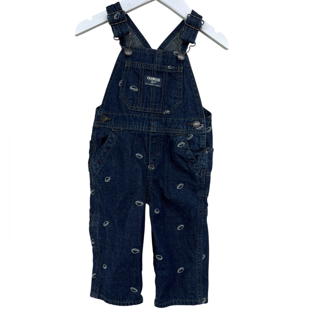 OshKosh Football Dark Denim Overalls 12 months